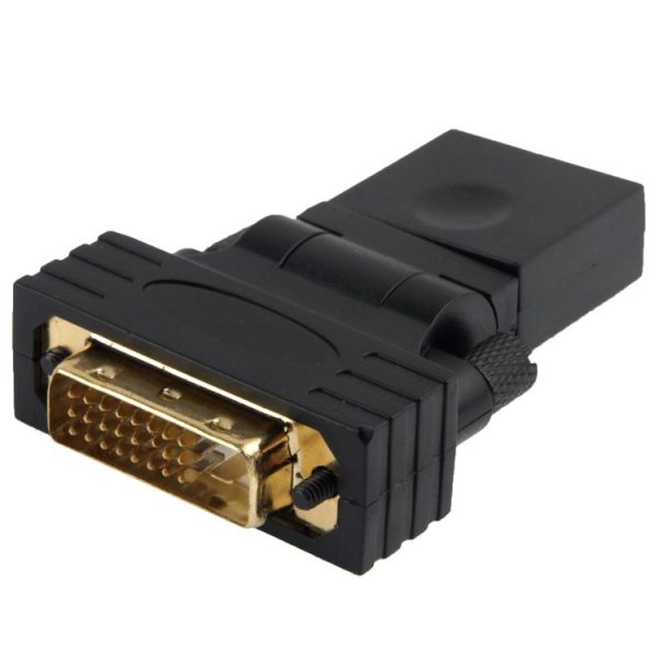 360 Degree Rotation Gold Plated DVI 24+1 Pin Male to 19 Pin HDMI Female Adapter - Image 3