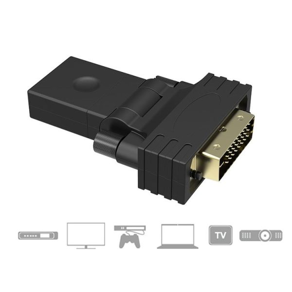 360 Degree Rotation Gold Plated DVI 24+1 Pin Male to 19 Pin HDMI Female Adapter - Image 4