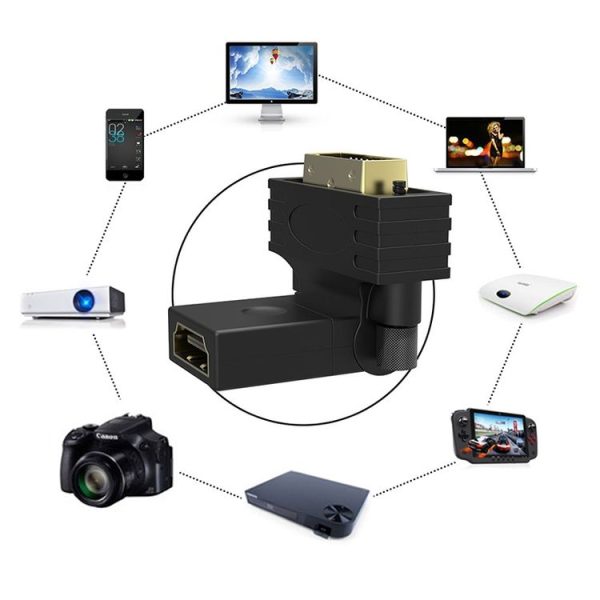 360 Degree Rotation Gold Plated DVI 24+1 Pin Male to 19 Pin HDMI Female Adapter - Image 7