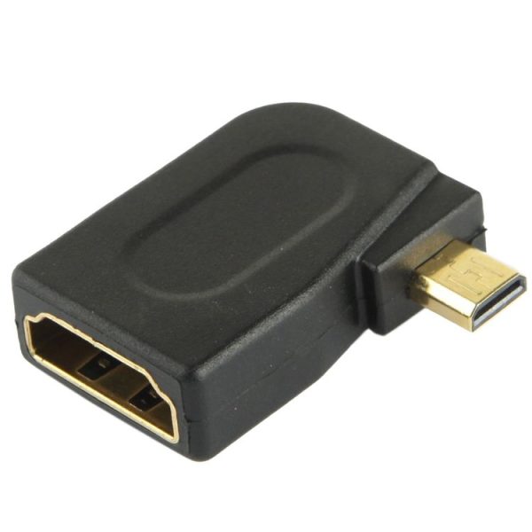 Gold Plated Micro HDMI Male to HDMI 19 Pin Female Adaptor with 90 Degree Angle (Black) - Image 3