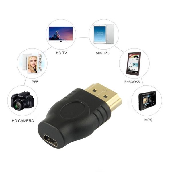 Gold Plated HDMI 19 Pin Male to Micro HDMI Female Adapter (Black) - Image 3