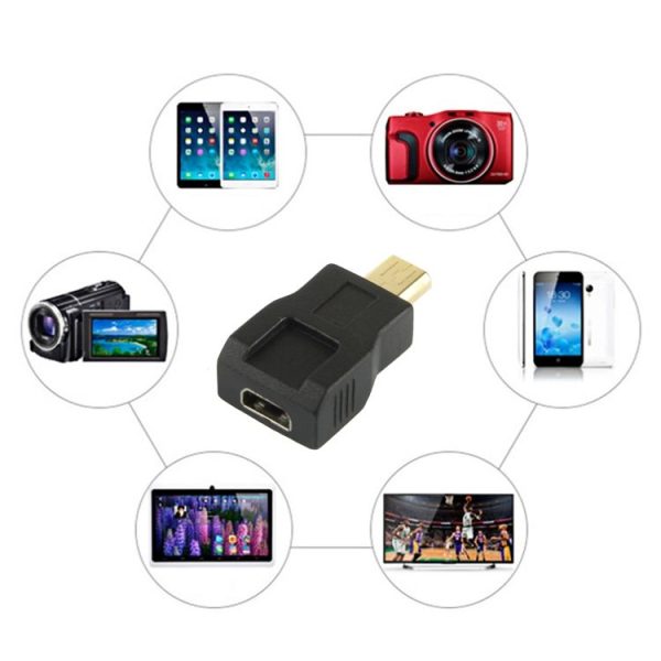 Gold Plated Micro HDMI Male to Micro HDMI Female Adapter (Black) - Image 4