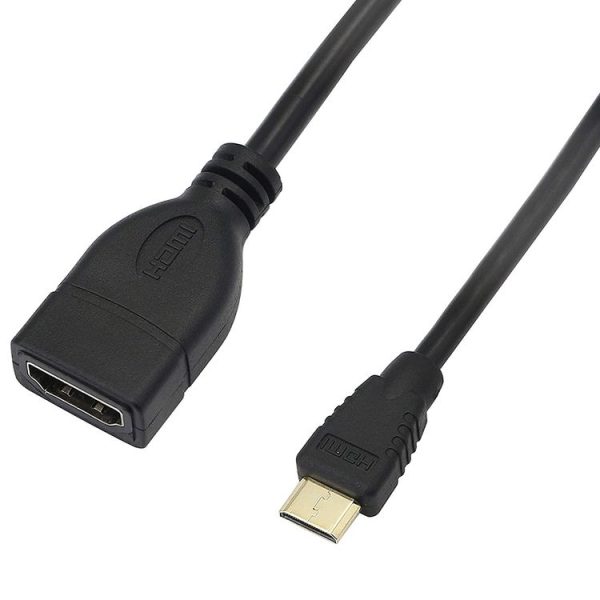 17cm Gold Plated Mini HDMI Male to HDMI 19 Pin Female Cable (Black) - Image 2