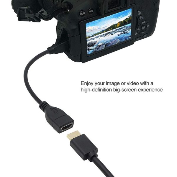 17cm Gold Plated Mini HDMI Male to HDMI 19 Pin Female Cable (Black) - Image 5