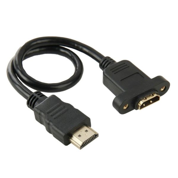 30cm HDMI (Type-A) Male to HDMI (Type-A) Female Adapter Cable with 2 Screw Holes - Image 2
