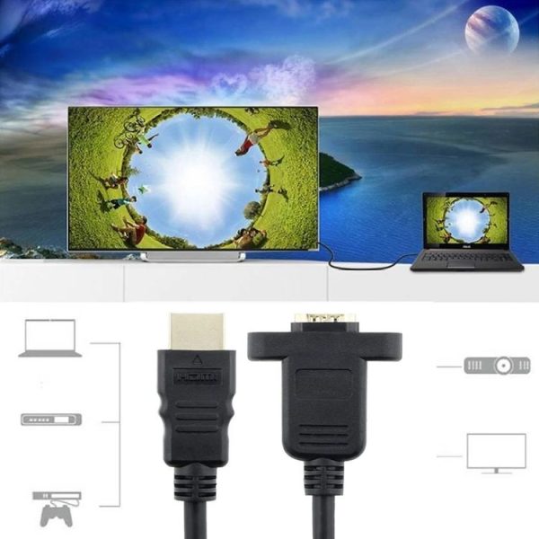 30cm HDMI (Type-A) Male to HDMI (Type-A) Female Adapter Cable with 2 Screw Holes - Image 4