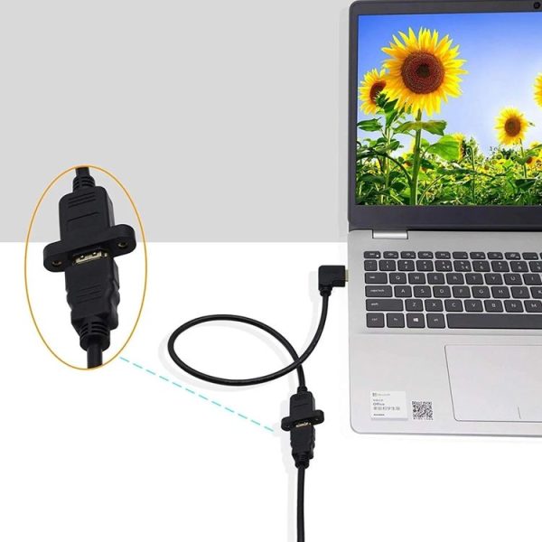 30cm HDMI (Type-A) Male to HDMI (Type-A) Female Adapter Cable with 2 Screw Holes - Image 5