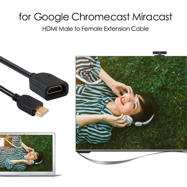 10cm HDMI 19 Pin Male to HDMI 19 Pin Female (AM-AF) Connector Adapter Cable (Black) - Image 5