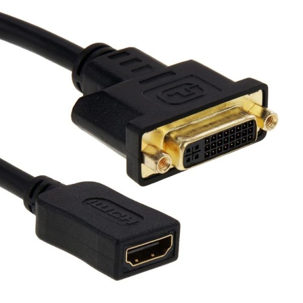 30cm HDMI Female to DVI 24+5 Pin Female Adapater Cable (Black) - Image 3