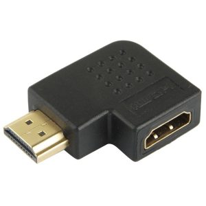 Gold Plated HDMI 19 Pin Male to HDMI 19 Pin Female Adapter with 90 Degree Angle (Black)