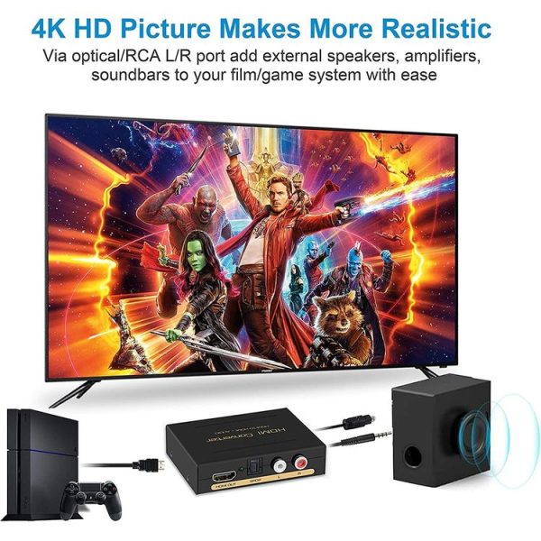 HDMI to HDMI + Audio (SPDIF + R / L) Converter (EU Plug) (Black) - Image 5