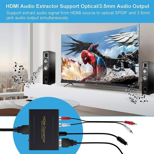 HDMI to HDMI + Audio (SPDIF + R / L) Converter (EU Plug) (Black) - Image 6