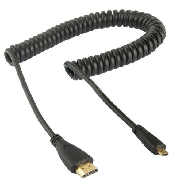 1.4 Version, Gold Plated Micro HDMI Male to HDMI Male Coiled Cable, Support 3D / Ethernet, Length: 60cm (can be extended up to 2m) - Image 2