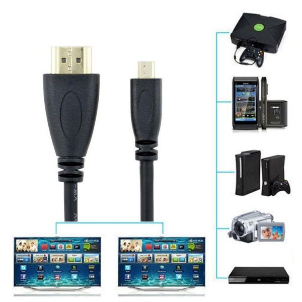 1.4 Version, Gold Plated Micro HDMI Male to HDMI Male Coiled Cable, Support 3D / Ethernet, Length: 60cm (can be extended up to 2m) - Image 5