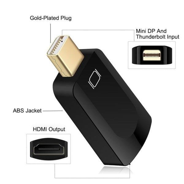 Mini DisplayPort Male to HDMI Female Adapter, Size: 4cm x 1.8cm x 0.7cm (Black) - Image 6