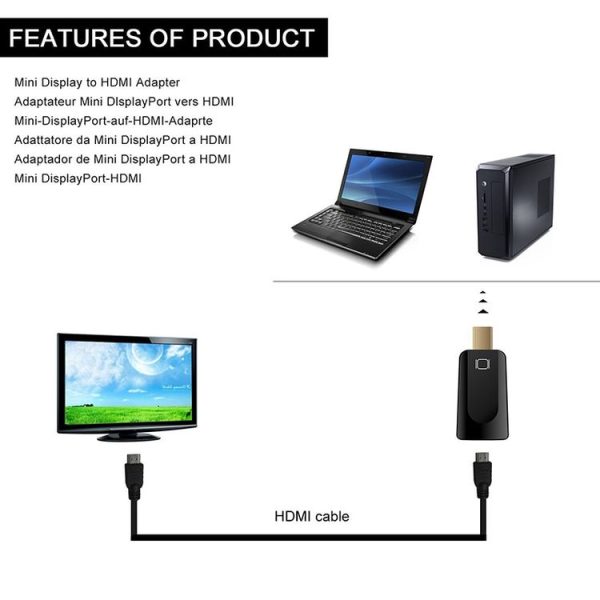 Mini DisplayPort Male to HDMI Female Adapter, Size: 4cm x 1.8cm x 0.7cm (Black) - Image 9