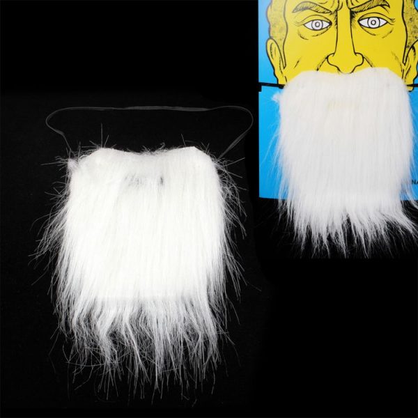 White Bushy Mustache Fake Beard with Elastic Strap (White)