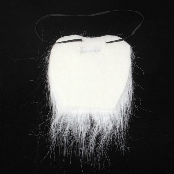 White Bushy Mustache Fake Beard with Elastic Strap (White) - Image 3