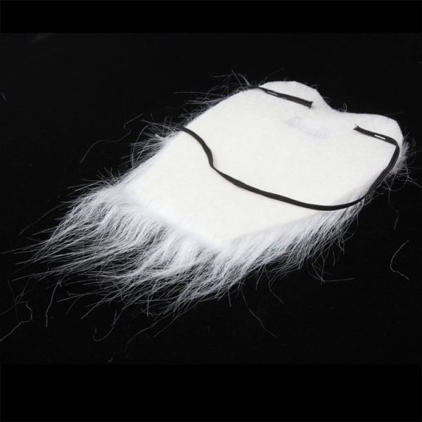 White Bushy Mustache Fake Beard with Elastic Strap (White) - Image 4