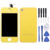 3 in 1 for iPhone 4 (LCD Digitizer + Glass Back Cover + Controller Button) Kit (Yellow)