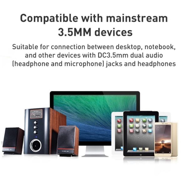 Noodle Style 3.5mm Jack Microphone + Earphone Cable for PC / Laptop, Length: 22cm - Image 4