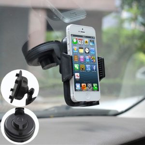 Suction Cup 360 Degree Rotatable Car Holder, For iPhone, Galaxy, Huawei, Xiaomi, LG, HTC and Other Smart Phones (Black)