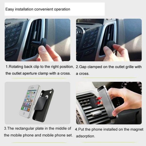 Young Player Car Magnetic Air Vent Mount Clip Holder Dock, For iPhone, Galaxy, Sony, Lenovo, HTC, Huawei, and other Smartphones (Black) - Image 13