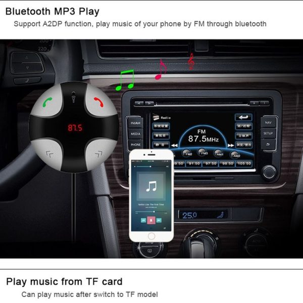 FM29B Bluetooth FM Transmitter Hands-free Car Kit, Car Charger, For iPhone, Galaxy, Sony, Lenovo, HTC, Huawei, and other Smartphones - Image 10