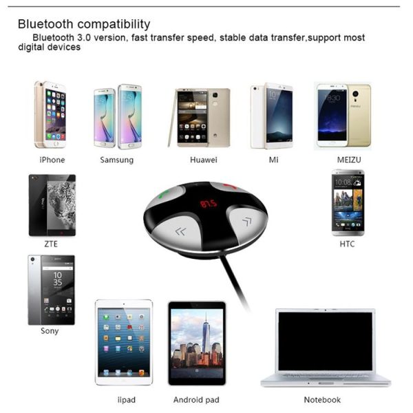 FM29B Bluetooth FM Transmitter Hands-free Car Kit, Car Charger, For iPhone, Galaxy, Sony, Lenovo, HTC, Huawei, and other Smartphones - Image 18