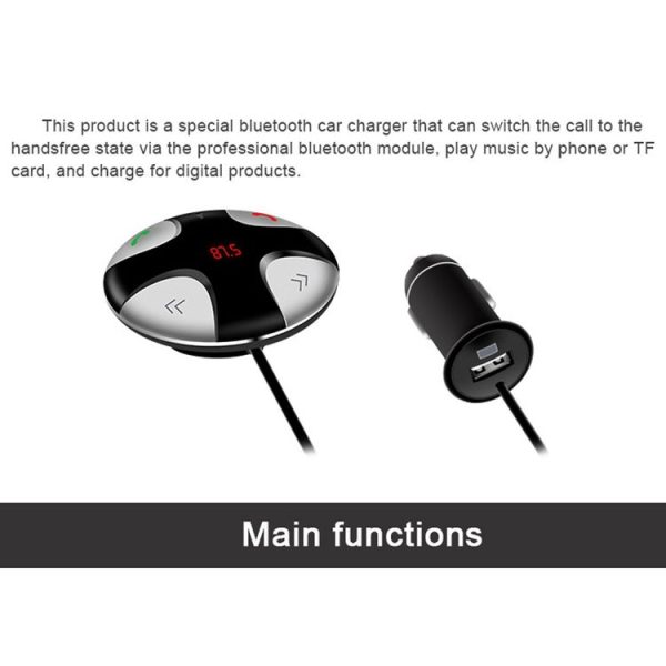 FM29B Bluetooth FM Transmitter Hands-free Car Kit, Car Charger, For iPhone, Galaxy, Sony, Lenovo, HTC, Huawei, and other Smartphones - Image 5