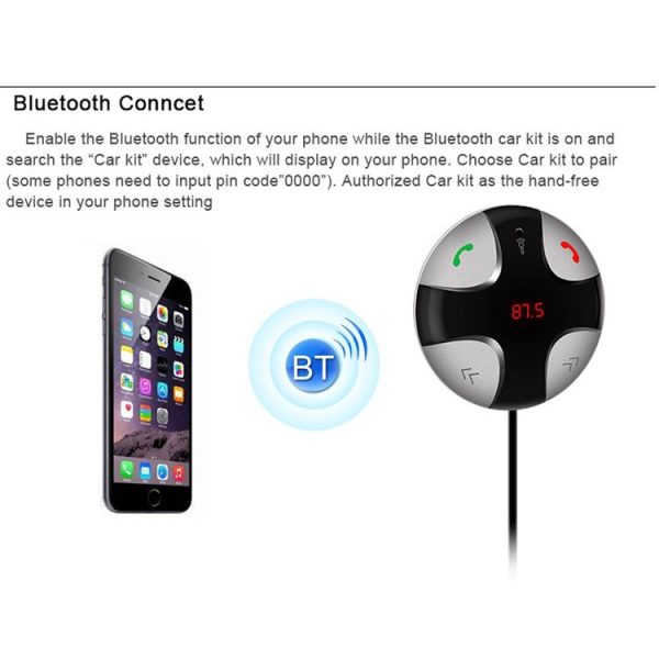 FM29B Bluetooth FM Transmitter Hands-free Car Kit, Car Charger, For iPhone, Galaxy, Sony, Lenovo, HTC, Huawei, and other Smartphones - Image 7