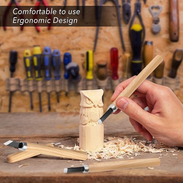 12 PCS / Set Assorted Wood Carving Tools Set with Stainless Steel Blade and Wood Handle - Image 7