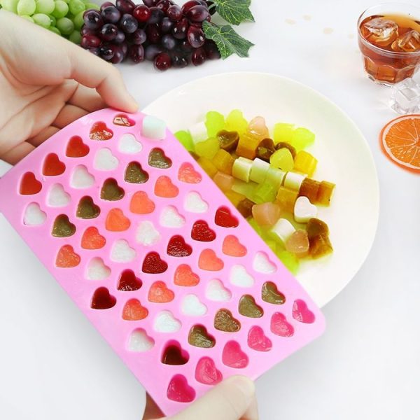 Creative Heart Shape 55-Grid Ice Cube Tray (Pink) - Image 5