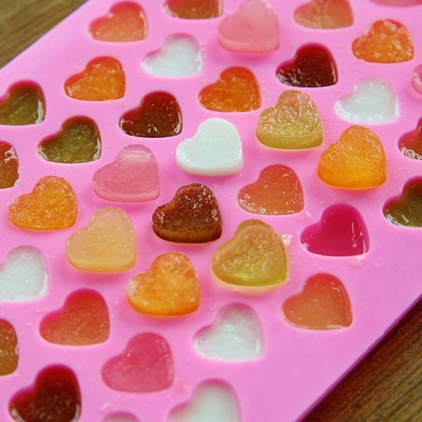 Creative Heart Shape 55-Grid Ice Cube Tray (Pink) - Image 6