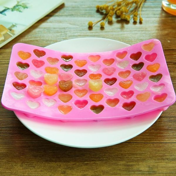 Creative Heart Shape 55-Grid Ice Cube Tray (Pink) - Image 7