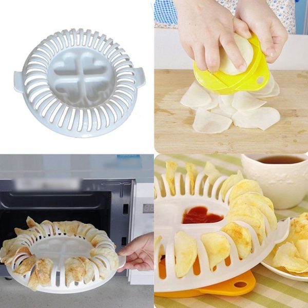 DIY Microwave Oven Baked Potato Chips Homemade Maker Machine Device with Slicer & Plate - Image 3