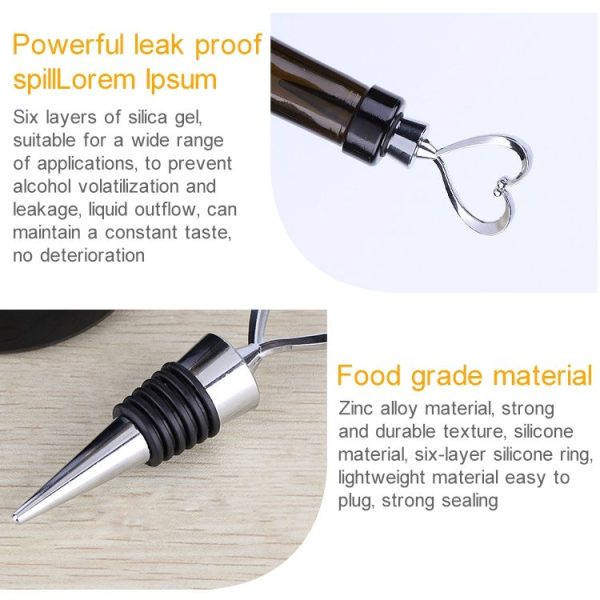 Creative Heart Design Wine Bottle Stopper (Silver) - Image 3