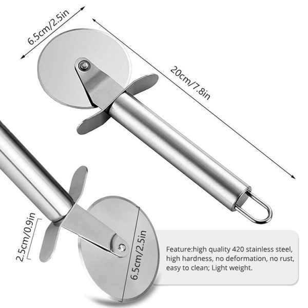 Stainless Steel Round Pizza Cutter Knife (Silver) - Image 2