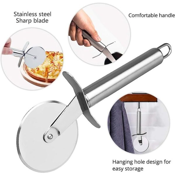 Stainless Steel Round Pizza Cutter Knife (Silver) - Image 3