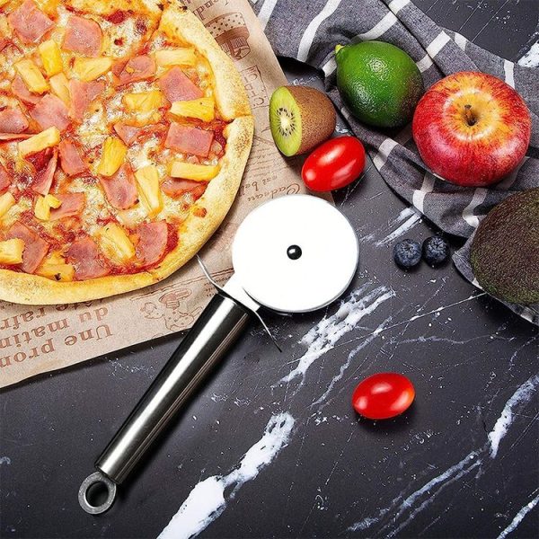 Stainless Steel Round Pizza Cutter Knife (Silver) - Image 6