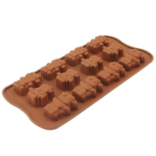 Lovely Robot Shape 12-Grid Ice Cube Tray (Brown) - Image 3