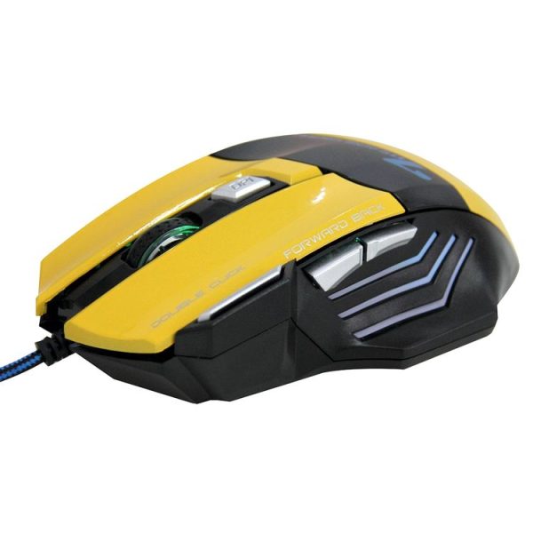 7 Buttons with Scroll Wheel 5000 DPI LED Wired Optical Gaming Mouse for Computer PC Laptop (Yellow)