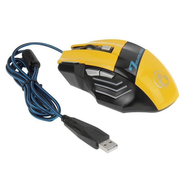 7 Buttons with Scroll Wheel 5000 DPI LED Wired Optical Gaming Mouse for Computer PC Laptop (Yellow) - Image 2