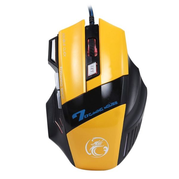 7 Buttons with Scroll Wheel 5000 DPI LED Wired Optical Gaming Mouse for Computer PC Laptop (Yellow) - Image 3