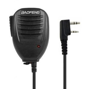 Baofeng Clip-on Speaker Microphone for Walkie Talkies, 3.5mm + 2.5mm Earphone + Mic Plug (Black)