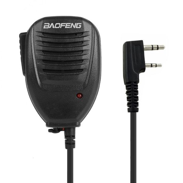 Baofeng Clip-on Speaker Microphone for Walkie Talkies, 3.5mm + 2.5mm Earphone + Mic Plug (Black)