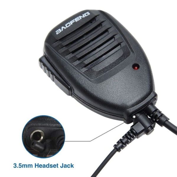 Baofeng Clip-on Speaker Microphone for Walkie Talkies, 3.5mm + 2.5mm Earphone + Mic Plug (Black) - Image 4