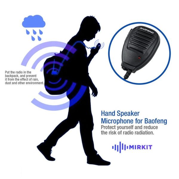 Baofeng Clip-on Speaker Microphone for Walkie Talkies, 3.5mm + 2.5mm Earphone + Mic Plug (Black) - Image 6
