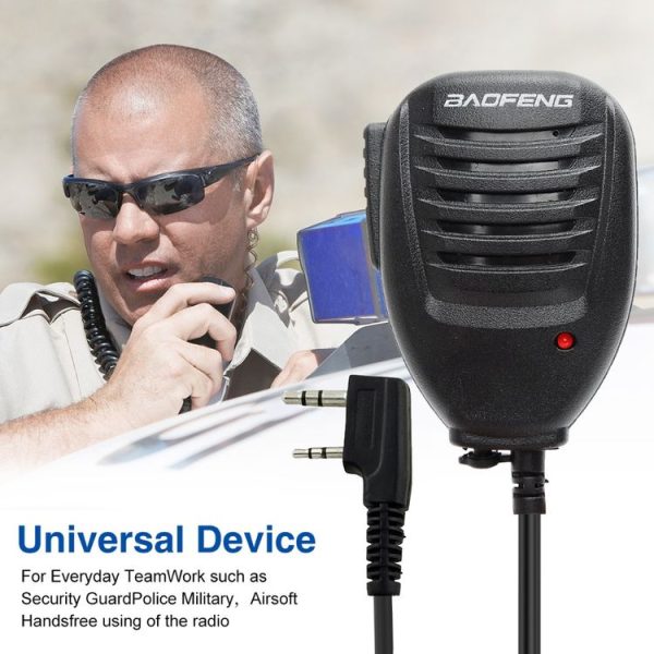 Baofeng Clip-on Speaker Microphone for Walkie Talkies, 3.5mm + 2.5mm Earphone + Mic Plug (Black) - Image 7
