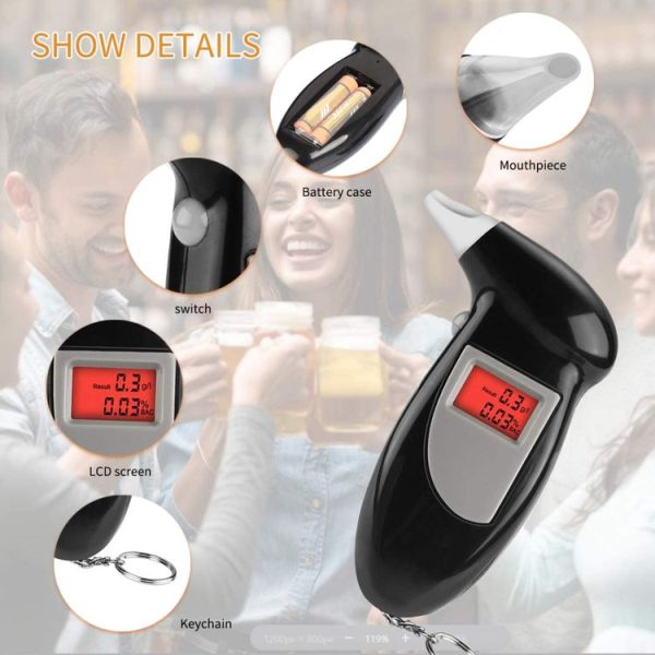 LCD Digital Alcohol Tester Breathalyzer (Black) - Image 10